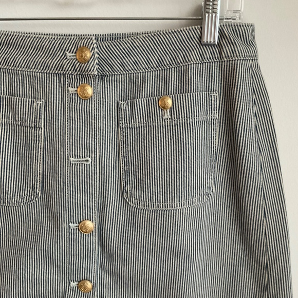 NWT ** J.Crew Blue/ Ivory Striped denim mini skirt SZ 26 - Picture 4 of 6